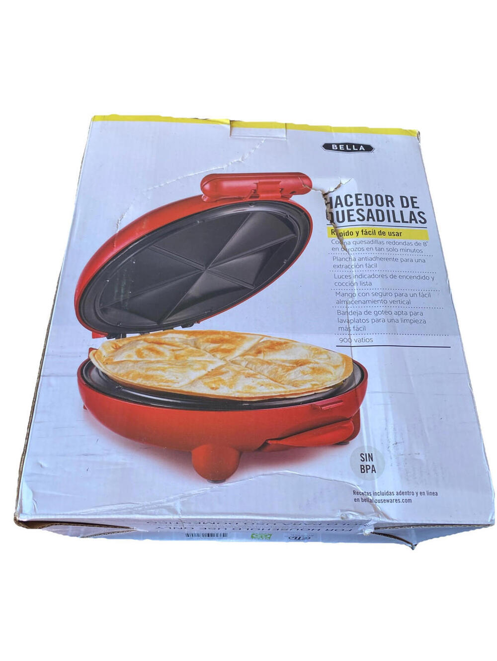 NEW Bella 8" Quesadilla Maker, Red distressed package